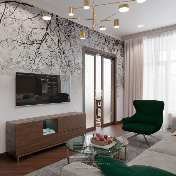 Дизайн интерьера гостиной в парижском стиле